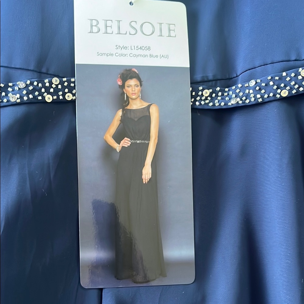 NWT Belsoie is the brand. Elegant Navy evening  gown
Size 16